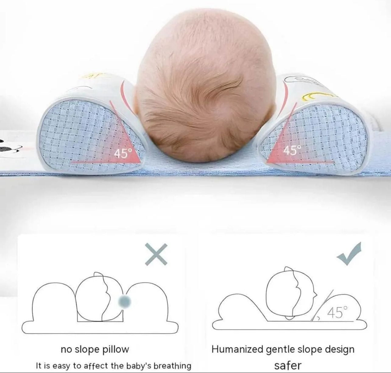 Baby Head Shaping Pillow โ Soft Support for Newborn (Anti-Flat Head)