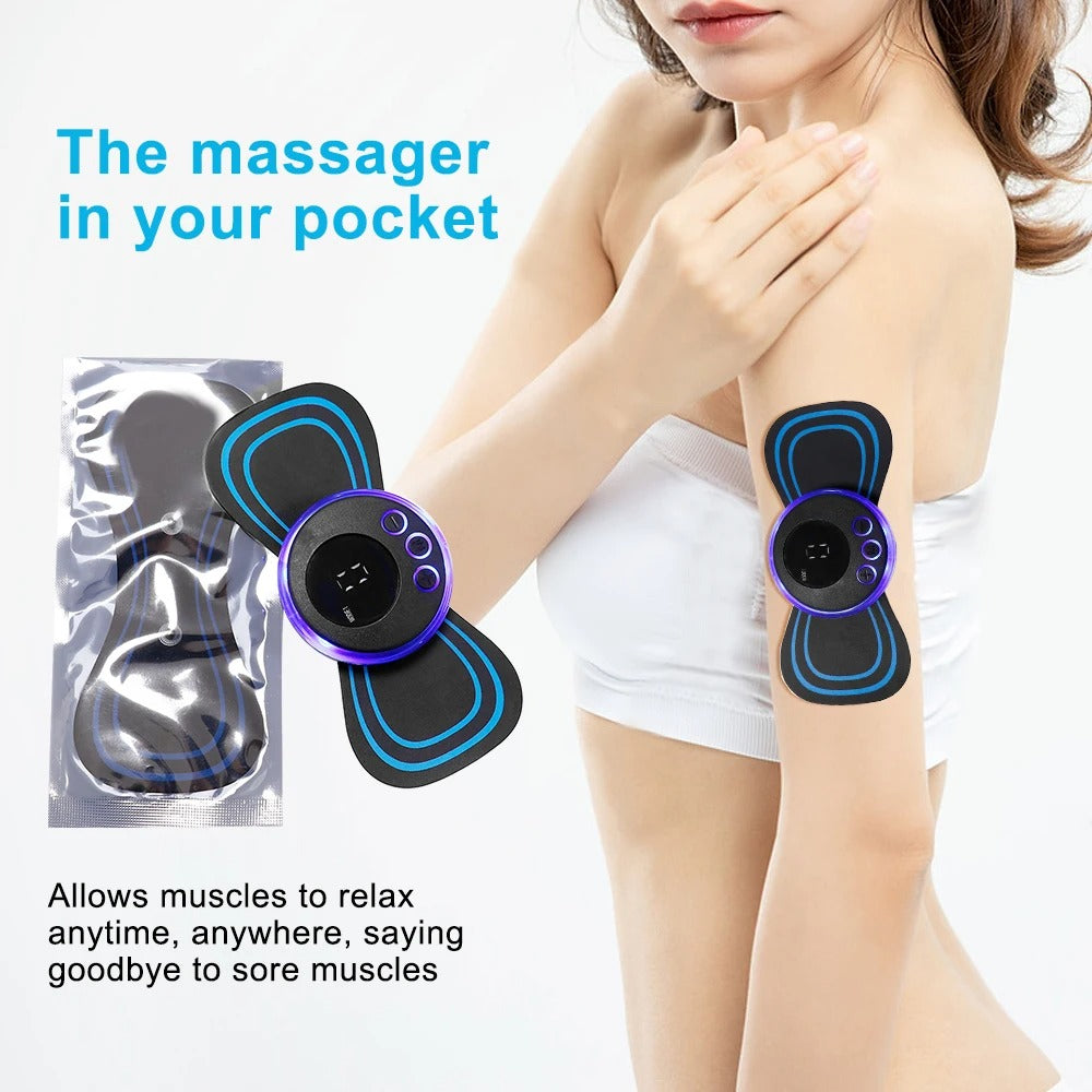 EMS Butterfly Neck Massager | Portable Electric Pulse Muscle Stimulator for Neck Pain Relief