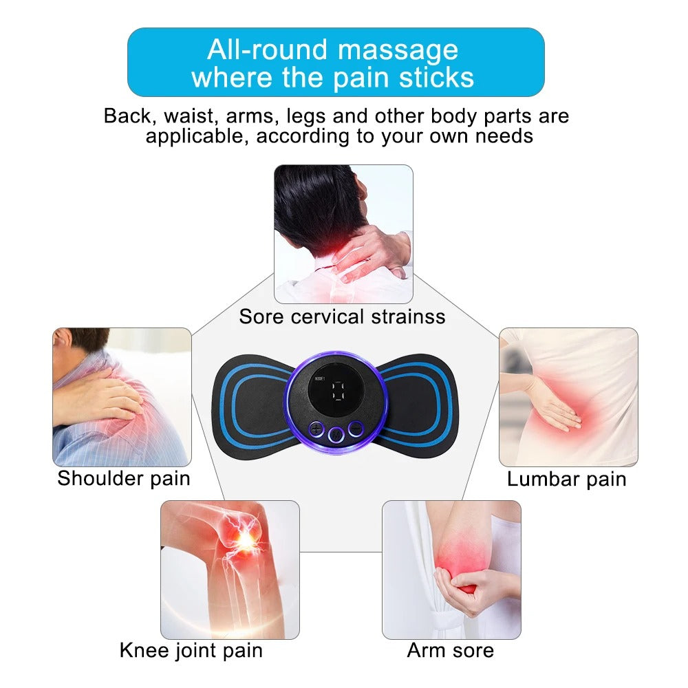 EMS Butterfly Neck Massager | Portable Electric Pulse Muscle Stimulator for Neck Pain Relief