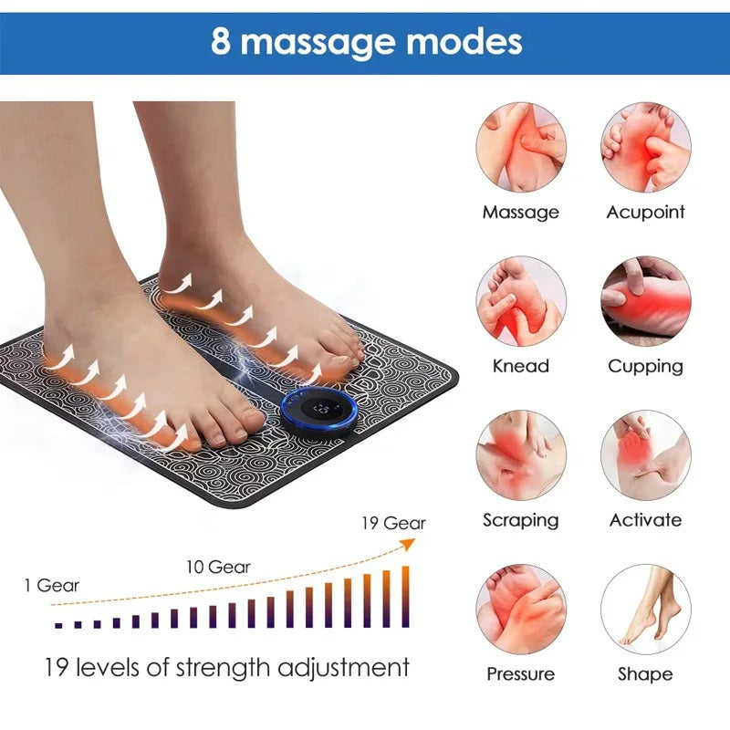 EMS Foot Massager Mat | USB Rechargeable Smart Electric Foot Massage Pad Technology