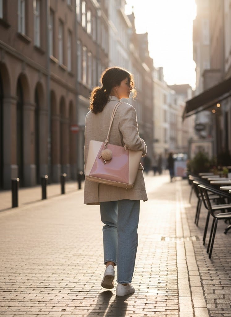 Two-Tone Elegant Tote Handbag